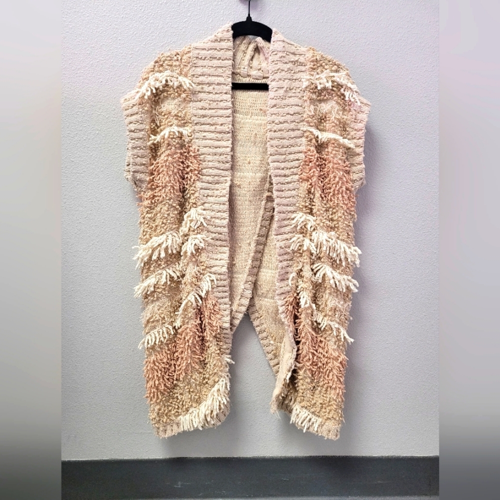 Anthropologie Moth Shag Fringe Boho  Sweater Vest Size‎ XS